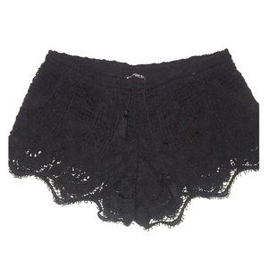 Black Lace crochet  Drawstring Shorts